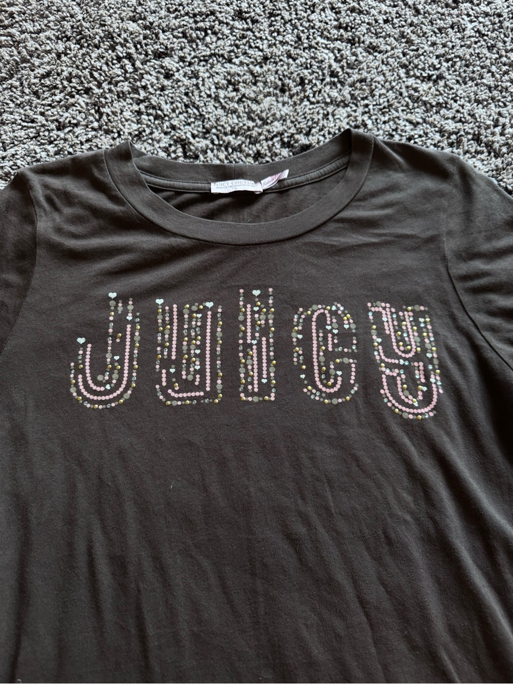 JUICY Girls' Graphic Tee with Multicolor Stud Logo